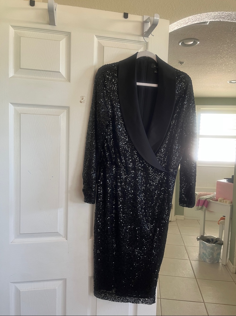 St. John Black Sequin Evening Dress Jacket
